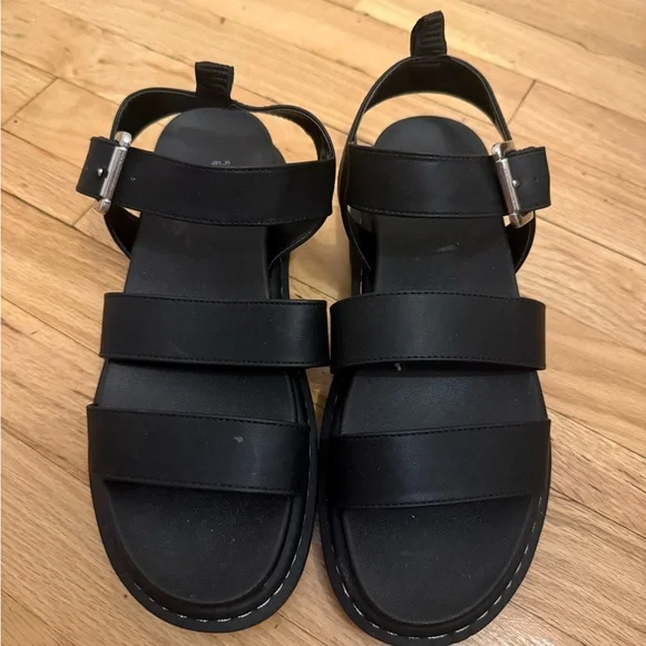 wild fable Black Triple-Strap Platform Sandals - Picture 1 of 4